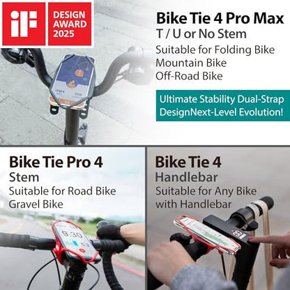 Bone Bike Tie 4 Pro Max, Bike Phone Mount for Stem & T/U-Shaped Handlebars - color: Black