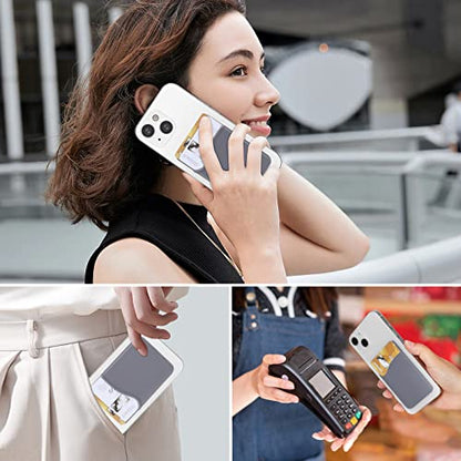SHANSHUI Card Holder for Phone Case, 3 Pack Phone Wallet Stick on Silicone Credit Card Holder Pocket Pouch Compatible for iPhone, Android & Most Smartphones - color: Black, Whie, Grey