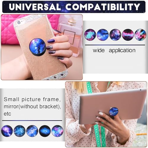 Weewooday 10 Pieces Phone Grip Holder Nebula Collapsible Phone Holder