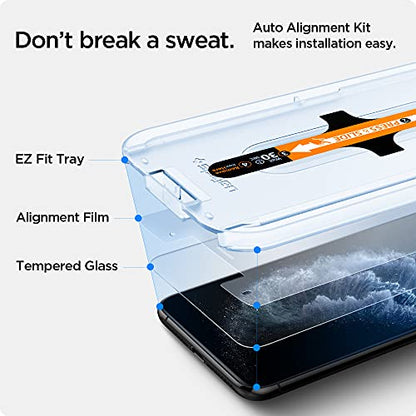 Spigen Tempered Glass Screen Protector [GlasTR EZ FIT] designed for iPhone 11 Pro/iPhone Xs/iPhone X [5.8 inch] [Case Friendly] - 2 Pack | 9H Hardness Tempered Glass, Easy Installation Kit, Case-Friendly, Crystal Clear, Touch Responsive, Oleophobic Coatin