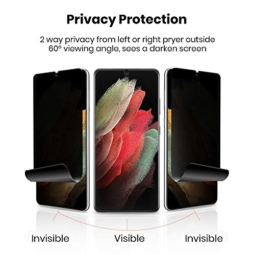 Galaxy S21 Plus Privacy Screen Protector Full Adhesive Soft Film (NOT Tempered Glass), Case Friendly Support In-Screen Unlock, Glossy Finish 2 Way Anti Spy Protection for Samsung S21+ Plus 5G, 2 Pack - size: S21 Plus