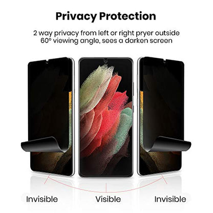 Galaxy S21 Plus Privacy Screen Protector Full Adhesive Soft Film (NOT Tempered Glass), Case Friendly Support In-Screen Unlock, Glossy Finish 2 Way Anti Spy Protection for Samsung S21+ Plus 5G, 2 Pack - size: S21 Plus