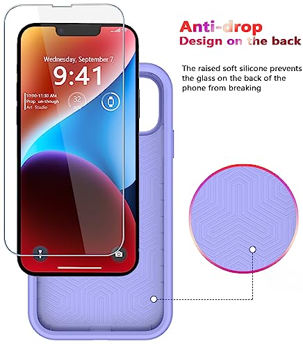 Diverbox for iPhone 14 case [Shockproof] [Dropproof] [Tempered Glass Screen Protector ],Heavy Duty Protection Phone Case Cover for Apple iPhone 14 (Purple-2in1) - color: Purple-2in1