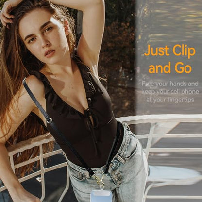 Clip and Go Phone Strap Crossbody Wrist 2 in 1 Leather Lanyard with Tether Hanging Loops Adjustable Anti-Theft Purse Replacement Handbag Long Thin Shoulder Neck Straps for All Phones Keys Bags Black - color: Black