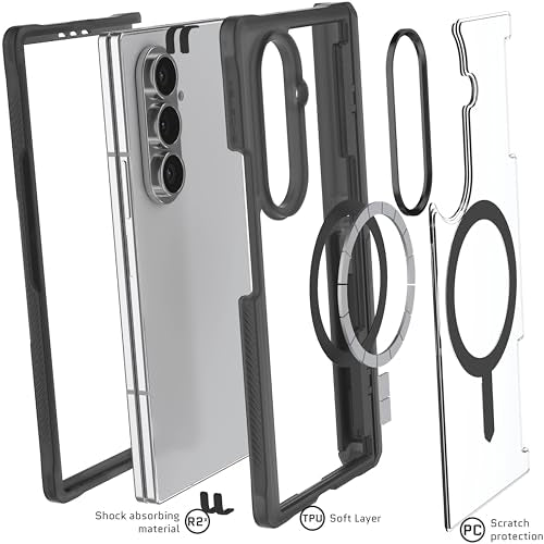 Ghostek Covert Clear Fold 7 Case with Built-in Kickstand, MagSafe and Full Hinge Protection Designed for 2025 Samsung Galaxy Z Fold7 (8") (Smoke Matte) - color: Smoke Matte, size: Galaxy Z Fold 7