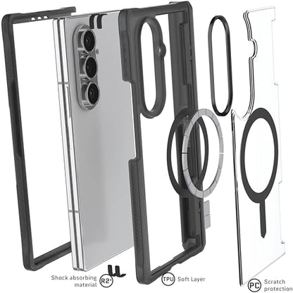 Ghostek Covert Clear Fold 7 Case with Built-in Kickstand, MagSafe and Full Hinge Protection Designed for 2025 Samsung Galaxy Z Fold7 (8") (Smoke Matte) - color: Smoke Matte, size: Galaxy Z Fold 7