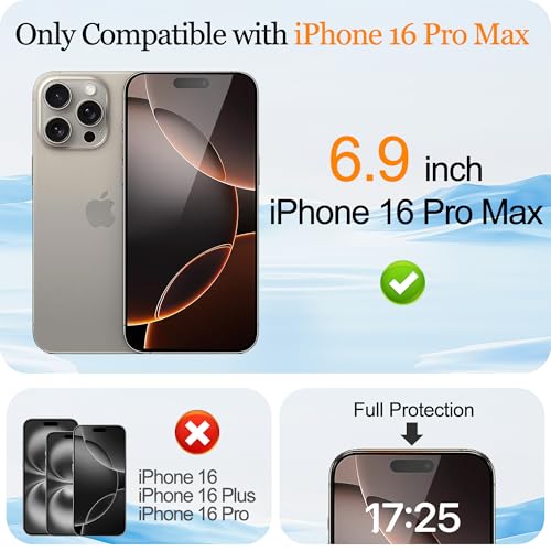 2 Pack Mirror Privacy Screen Protector iPhone for 16 Pro Max - color: Silver iPhone 16 pro max