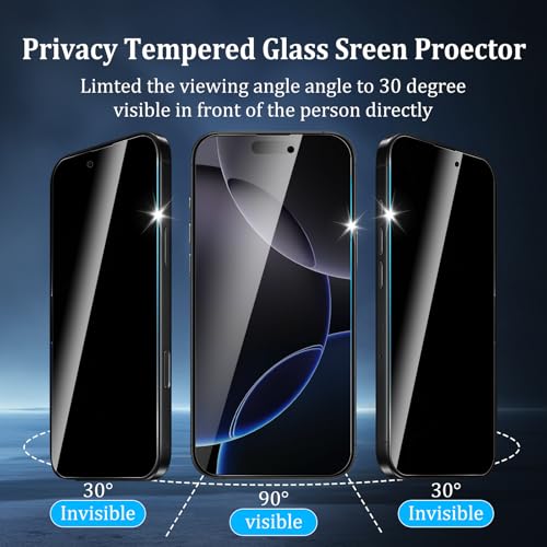 3 Pack Privacy Screen Protector for iPhone 16 Pro Max