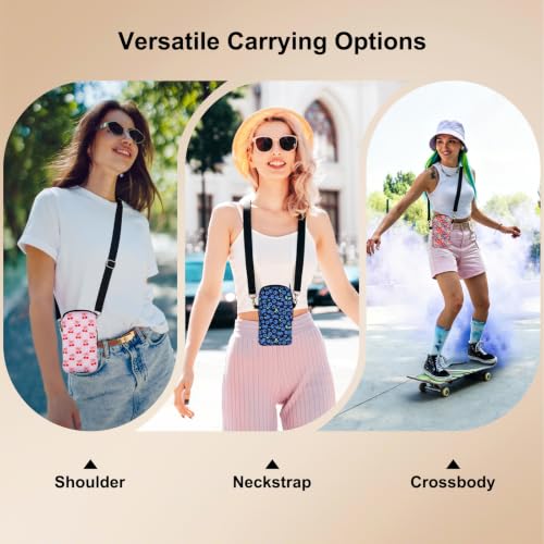 Lanyard Phone Holder Pouch, Phone Bag with Pocket for iPhone & Samsung - color: Blue Bow Charm