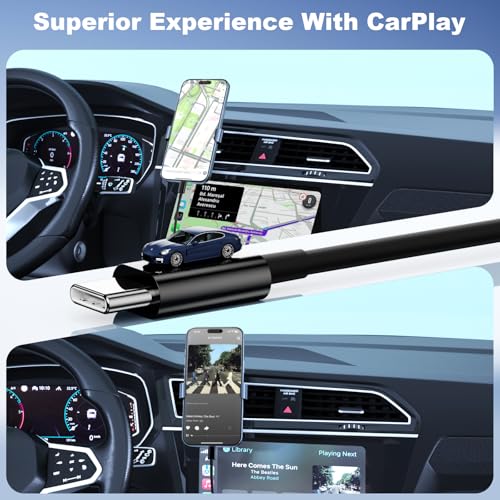 FOXSEA USB A to USB C Cable for iPhone 17/16/15 USB C Car CarPlay Cable - color: Black, size: 3FT