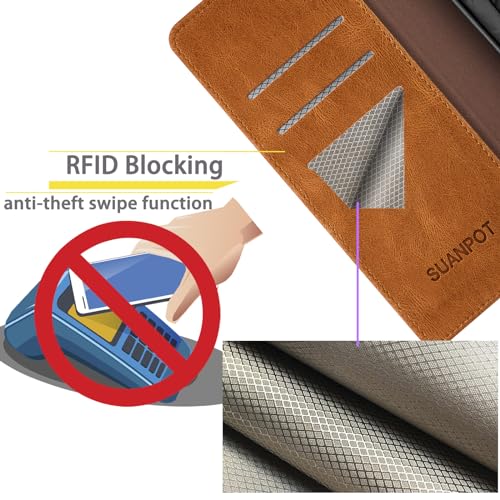 SUANPOT Compatible with iPhone 17 6.3" Wallet case with RFID Blocking Credit Card Holder,Flip Book PU Leather Protective Cover Women Men for Apple 17 Phone case Light Coffee - color: Light Coffee, size: iPhone 17 6.3"