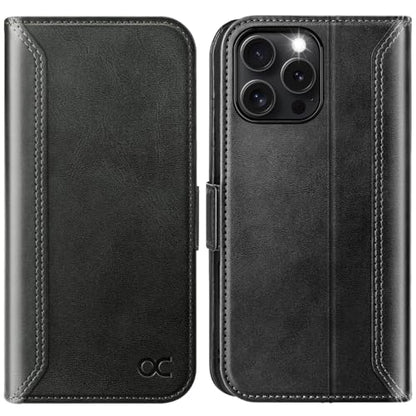 OCASE Compatible with iPhone 16 Pro Wallet Case, PU Leather Flip Folio Case with Card Holders RFID Blocking Kickstand [Shockproof TPU Inner Shell] Phone Cover 6.3 Inch 2024, Retro Graphite | RFID Blocking, Flip Case, Magnetic Clasp, PU Leather Wallet Case