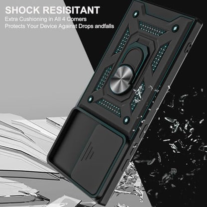 for Galaxy Note 20 Ultra Case, with Self Healing Flexible TPU Screen Protective [2 Pack] & Slide Camera Cover, 360°Rotation Ring Kickstand [Military Grade] Case. (Black) - color: N-Black