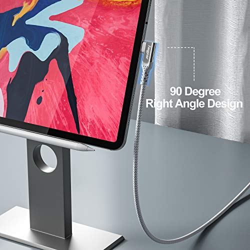 Fasgear USB C to USB C Cable 90 Degree, 10ft, Grey - color: Grey, size: 10 ft