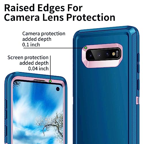 for Galaxy S10 Case,[Without Screen Protector] Heavy Duty Shockproof Dust/Drop Poof 3 Layers Full Bady Protection Rugged Cover Case for Galaxy S10,Turquoise/Pink - color: Turquoise/Pink