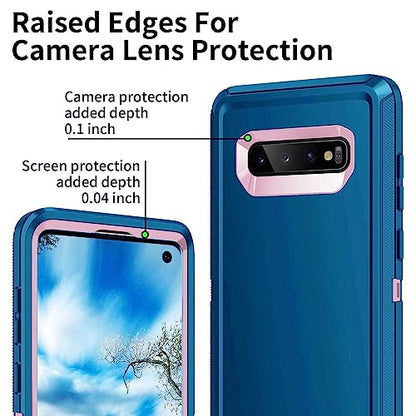 for Galaxy S10 Case,[Without Screen Protector] Heavy Duty Shockproof Dust/Drop Poof 3 Layers Full Bady Protection Rugged Cover Case for Galaxy S10,Turquoise/Pink - color: Turquoise/Pink