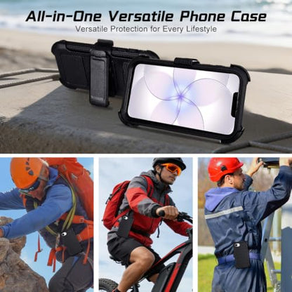 for Defender Phone Case iPhone 17e Case with Clip Holster Kickstand Black | for iPhone 17 e Case Heavy Duty iPhone17e Phone Case Rugged 2 Layers of Sturdy,Anti-Drop for Phone Case 17e Cases Protective - color: Black