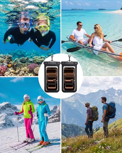 Universal Waterproof Phone Pouch, Cell Phone Dry Bag Case Compatible for iPhone 17 16 15 14 Pro Max Plus, Cruise Beach Vacation Essentials 2 Pack