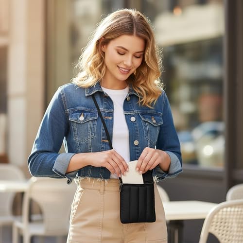 Small Crossbody Women Cell Phone Purse Wallet Bag With Shoulder Strap - color: Black-yur