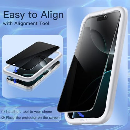 JETech Privacy Screen Protector for iPhone 16 Pro, 2-Pack - size: iPhone 16 Pro