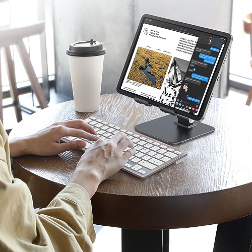 OMOTON Upgraded Adjustable Tablet Stand Holder, Heavy Duty Foldable Portable Monitor Stand, Travel Essentials for iPad Pro/Air/Mini, Surface Pro, 4.7''-15.6', Black - color: Black