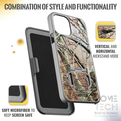 Designed for iPhone 14 Case with Belt Clip Holster - Kickstand Cover Phone Case - Camo Tree (Dots) - color: Camo Tree, style: iPhone 14