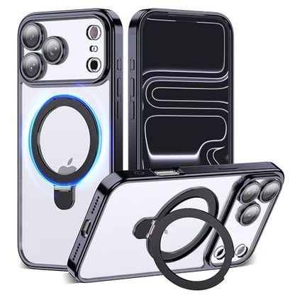 for Plating iPhone 17 Pro Max Case with Magnetic Stand,Black - color: Black, size: iPhone 17 Pro Max