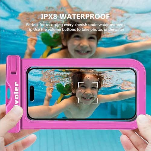 ivoler 2-Pack Waterproof Fanny Pack & Phone Pouch, Dry Bag for Passport, Phone & Wallet, Floating Waterproof Phone Case for Beach, Swimming, Kayaking, Boating, Cruise Essentials & Travel Pink | Swimming & Travel, Long Adjustable Waist Strap, IPX8 Dry Case