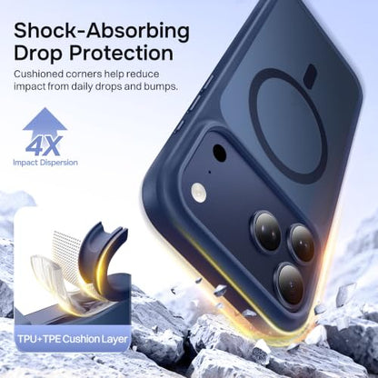 Magnetic for iPhone 17 Pro Max Case, Compatible with MagSafe, [Military Grade Drop Protection] Translucent Matte Shockproof Protective Anti-Fingerprint Phone Case, 6.9", Blue - color: Blue, size: Iphone 17 Pro Max