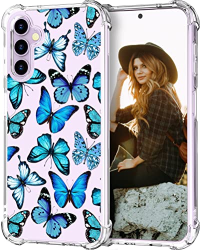 Hungo for Samsung Galaxy S23+ Plus Case (Clear Butterflies) | Thin Slim Cute Girly Skin Cases Protector with Airbag Bumper For Women Girls - color: Clear Butterflies, size: Galaxy S23+ Plus
