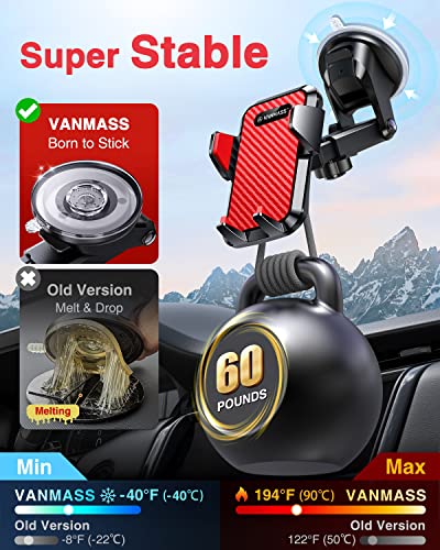 VANMASS 【85+LBS Strongest Suction & Military-Grade Ultimate Car Phone Mount - color: Red