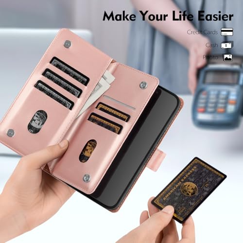 Shieldtop Compatible with Samsung Galaxy A03S US Wallet Case with Card Holder,RFID Blocking PU Leather Phone Case Folio Flip Shockproof TPU Protective Cover Credit Card Slots Women Men,Rose Gold - color: Rose Gold