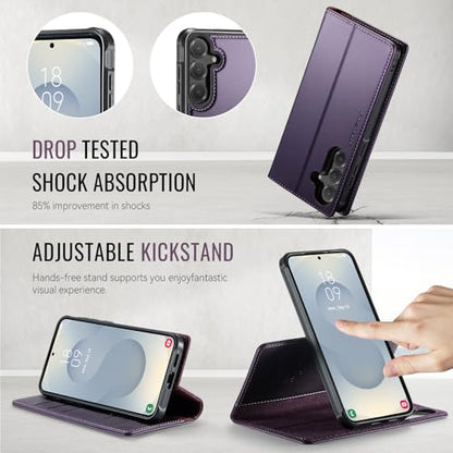 for Samsung Galaxy S25 5G 2in1 Detachable Wallet Case, Purple | Compatible with Magsafe, Magnetic, RFID Blocking Card Holder, Shockproof, Kickstand, Wireless Charging, PU Leather Flip Cover - color: Fashion Purple, size: Galaxy S25 - 6.2"