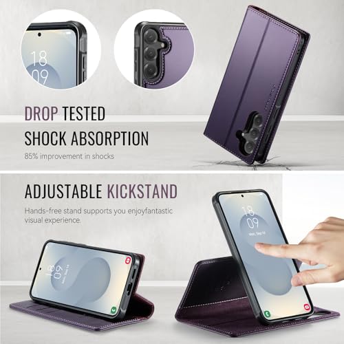 for Samsung Galaxy S26 Plus 2in1 Detachable Wallet Case, Purple | Compatible with Magsafe, Magnetic, RFID Blocking Card Holder, Shockproof, Kickstand, Wireless Charging, PU Leather Flip Cover - color: (Detachable 2 in 1)-Purple, size: Galaxy S26 Plus