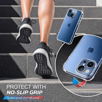 Clear Case for iPhone 13, 14, 15, Shockproof TPU Slim Transparent Phone Case, Anti-Yellow Protective Cover, Lightweight Scratch Resistant