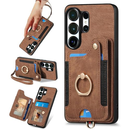 for Samsung Galaxy S26 Ultra Case Wallet with Card Slots Brown | PU Leather Flip Folio Cover,RFID Blocking Ring Holder,Kickstand,Wrist Strap,Shockproof,Magnetic Protective,Women Men Girls - color: Brown, size: Galaxy S26 Ultra 6.9 Inch