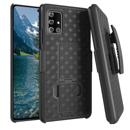 Designed for Samsung Galaxy A51 5G Case with Belt Clip Holster | Rugged Holster & Protective Phone Case Combo with Anti-Slip Texture - Black