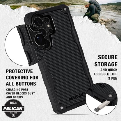 Pelican Shield Samsung Galaxy S26 Ultra Case - Rugged Phone Case - Carbon | Magnetic & Wireless Charging Case w/24ft Military-Grade Drop Protection & Belt Clip Holster for Samsung Galaxy S26 Ultra - color: Carbon, size: Samsung Galaxy S26 Ultra