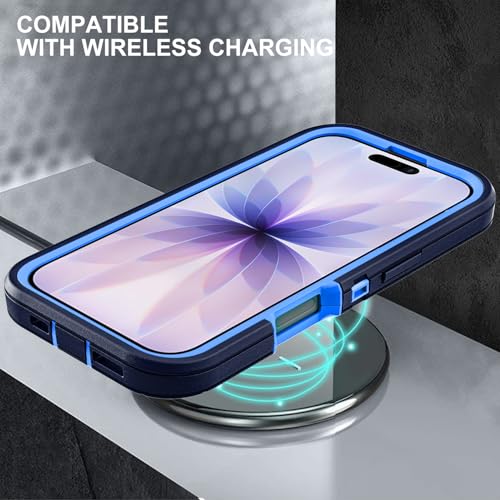 YKHJKLEC for iPhone 17 Case, Military Grade 3 in 1 Heavy Duty Shockproof/Drop Proof/Dust Proof Case with 2Pcs Tempered Glass Screen Protector (Navy Blue) - color: Navy Blue