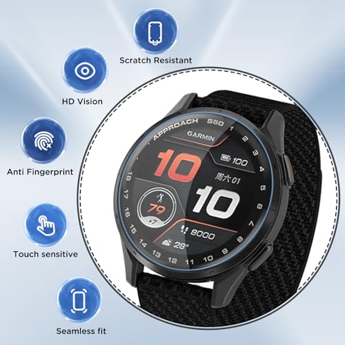 6 Pack Compatible for Garmin Approach S50 Screen Protector Clear, HD Ultra-Thin Flexible TPU [Not Glass] with Anti-scratch Protector for Garmin S50/S44 Watch Protective Film