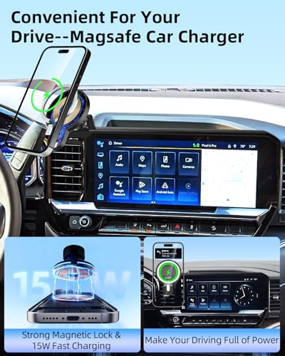 PZK Car Phone Holder for 2022-2026 Chevy Silverado/GMC Sierra 13.4'' Screen - color: Magsafe+ Wireless Charger, size: Silverado 1500/GMC Sierra 1500 2022-2026