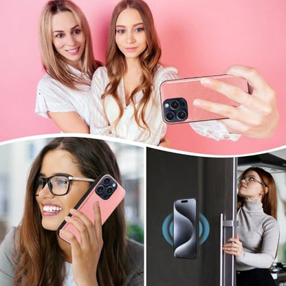 Asuwish Phone Case for iPhone 15 Pro 6.1 inch Zipper Wallet Magnetic Detachable Cell Cover with Tempered Glass Screen Protector Crossbody Strap Flower Card Holder i Phone15 i15 15Pro Women Rose Gold - color: Rose Gold