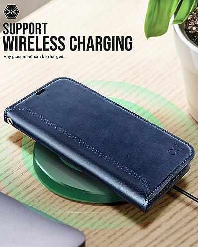 OCASE Compatible with iPhone 15 Wallet Case, PU Leather Flip Folio Case with Card Holders RFID Blocking Kickstand [Shockproof TPU Inner Shell] Phone Cover 6.1 Inch 2023, Retro Blue - color: Retro Blue