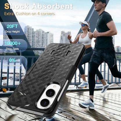 Fingic for Samsung Galaxy S25 Edge Case with Belt Clip Holster Stand | Slim Combo Shell Kickstand Swivel Holster Rugged Shockproof Antiscratch Full Body Protective for Galaxy S25 Edge 2025, Black - size: For Samsung Galaxy S25 Edge (6.7 inch 2025）