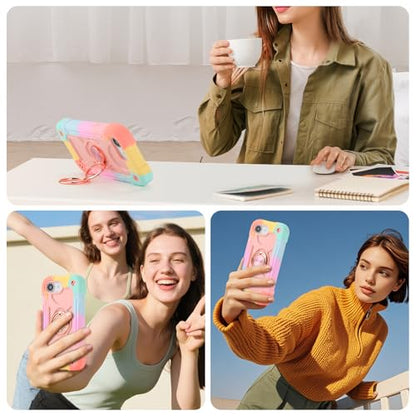 MARKILL Compatible with iPhone 17e/iPhone 16e Case with Stand, Military Grade Drop Protection Full Body Rugged Heavy Duty Case 3 in 1 Protective Durable Cover for iPhone 16e/17e - color: Rainbow Pink, size: iPhone 16e/iPhone 17e