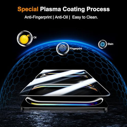 QHOHQ Screen Protector for iPad Pro 11 Inch M4 (2024) [with Camera Lens Protector], Full Coverage Tempered Glass, [Face ID & Apple Pencil Compatible], with Easy Installation Frame, HD Clear [2+2 Pack] - size: iPad Pro 11 Inch 2024