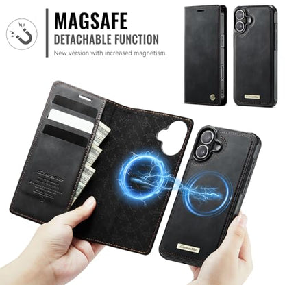 Kowauri Case for iPhone 17, PU Leather Wallet Flip Case with Card Holder RFID Blocking, Magnetic Detachable Shockproof Phone Cover Wireless Charging Compatible for iPhone 17 (6.3 inch), Black - color: Black