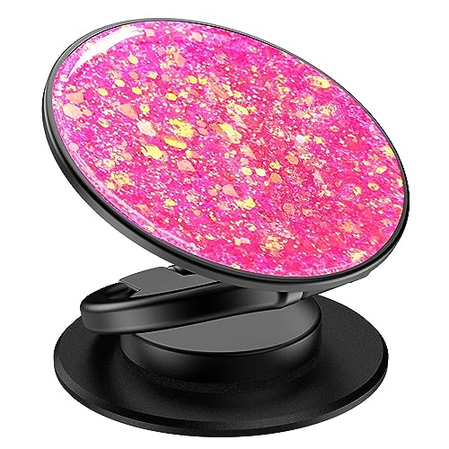 Phone Ring Holder, Phone Grip Holder Finger Kickstand, Foldable & Adjustable Metal Cell Phone Rings Gripper Stand Work with Magnetic Car Mount for iPhone Samsung & Other Phones - Sparkle Pink - color: Sparkle Pink