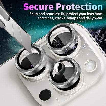 Camera Lens Protector for iPhone 15 Pro/15 Pro Max, Silver - color: Silver