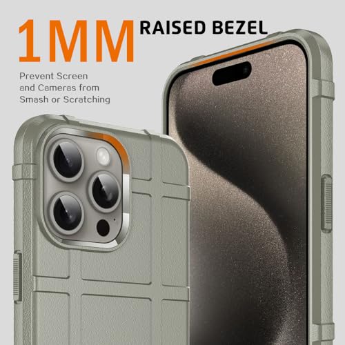 Rugged Shield 8ft Drop Proof TPU Thick Armor Tactical Protective Case Compatible with iPhone 15 Pro Max (6.7 inches) - Light Clay - color: Light Clay, size: iPhone 15 Pro Max